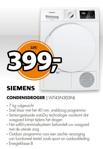 Aanbiedingen Siemens condensdroger | wt45n305nl - Siemens - Geldig van 09/04/2017 tot 16/04/2017 bij Expert