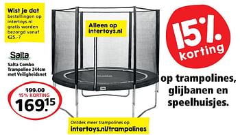 Aanbiedingen Salta combo trampoline met veiligheidsnet - Salta - Geldig van 03/04/2017 tot 16/04/2017 bij Intertoys