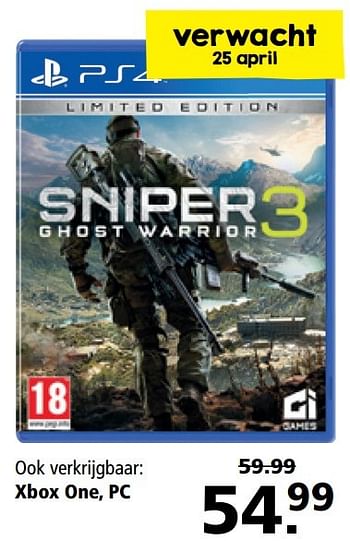 Aanbiedingen Sniper ghost warrior 3 - CI Games - Geldig van 03/04/2017 tot 16/04/2017 bij Intertoys