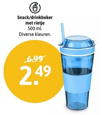 Aanbiedingen Snack-drinkbeker met rietje - Huismerk - Xenos - Geldig van 03/04/2017 tot 16/04/2017 bij Xenos