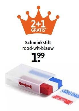 Aanbiedingen Schminkstift rood-wit-blauw - Huismerk - Xenos - Geldig van 03/04/2017 tot 16/04/2017 bij Xenos