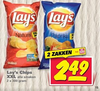 Aanbiedingen Lay`s chips xxl - Lay's - Geldig van 10/04/2017 tot 16/04/2017 bij Nettorama