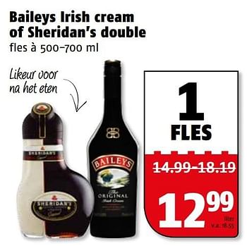 Aanbiedingen Baileys irish cream of sheridan`s double - Huismerk Poiesz - Geldig van 10/04/2017 tot 17/04/2017 bij Poiesz