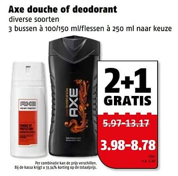 Aanbiedingen Axe douche of deodorant - Axe - Geldig van 10/04/2017 tot 17/04/2017 bij Poiesz