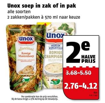 Aanbiedingen Unox soep in zak of in pak - Unox - Geldig van 10/04/2017 tot 17/04/2017 bij Poiesz