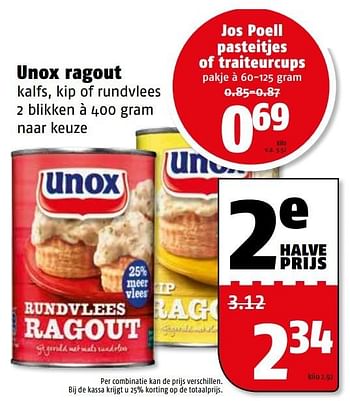 Aanbiedingen Unox ragout - Unox - Geldig van 10/04/2017 tot 17/04/2017 bij Poiesz