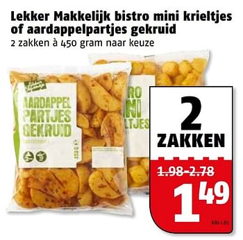 Aanbiedingen Lekker makkelijk bistro mini krieltjes of aardappelpartjes gekruid - Huismerk Poiesz - Geldig van 10/04/2017 tot 17/04/2017 bij Poiesz