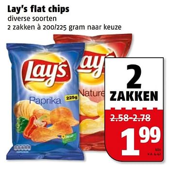 Aanbiedingen Lay`s flat chips - Lay's - Geldig van 10/04/2017 tot 17/04/2017 bij Poiesz