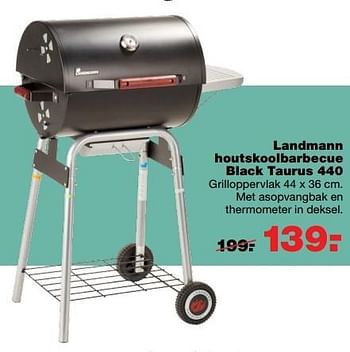 Aanbiedingen Landmann houtskoolbarbecue black taurus 440 - Landmann - Geldig van 10/04/2017 tot 17/04/2017 bij Praxis