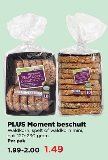 Aanbiedingen Plus moment beschuit waldkorn, spelt of waldkorn mini - Huismerk - Plus - Geldig van 02/04/2017 tot 17/04/2017 bij Plus