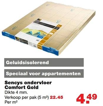 Aanbiedingen Sencys ondervloer comfort gold - Sencys - Geldig van 10/04/2017 tot 17/04/2017 bij Praxis