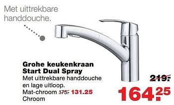 Aanbiedingen Grohe keukenkraan start dual spray - Grohe - Geldig van 10/04/2017 tot 17/04/2017 bij Praxis