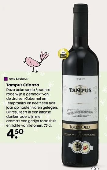 Aanbiedingen Tampus crianza - Rode wijnen - Geldig van 03/04/2017 tot 17/04/2017 bij Hema