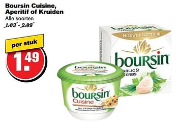 Aanbiedingen Boursin cuisine, aperitif of kruiden - Boursin - Geldig van 12/04/2017 tot 18/04/2017 bij Hoogvliet