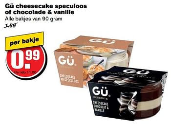 Aanbiedingen Gü cheesecake speculoos of chocolade + vanille - Gu - Geldig van 12/04/2017 tot 18/04/2017 bij Hoogvliet