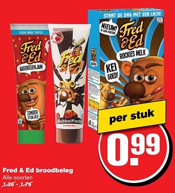 Aanbiedingen Fred + ed broodbeleg - Fred &amp; Ed - Geldig van 12/04/2017 tot 18/04/2017 bij Hoogvliet