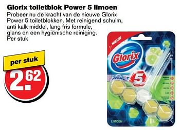 Aanbiedingen Glorix toiletblok power 5 limoen - Glorix - Geldig van 12/04/2017 tot 18/04/2017 bij Hoogvliet