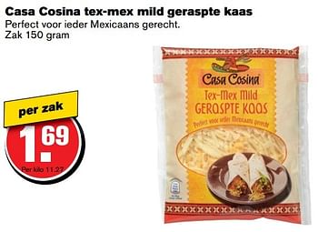 Aanbiedingen Casa cosina tex-mex mild geraspte kaas - Casa Cosina - Geldig van 12/04/2017 tot 18/04/2017 bij Hoogvliet