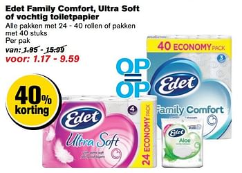 Aanbiedingen Edet family comfort, ultra soft of vochtig toiletpapier - Edet - Geldig van 12/04/2017 tot 18/04/2017 bij Hoogvliet