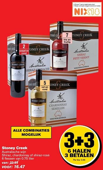 Aanbiedingen Stoney creek australische wijn - Rode wijnen - Geldig van 12/04/2017 tot 18/04/2017 bij Hoogvliet