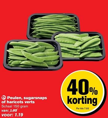 Aanbiedingen Peulen, sugarsnaps of haricots verts - Huismerk - Hoogvliet - Geldig van 12/04/2017 tot 18/04/2017 bij Hoogvliet