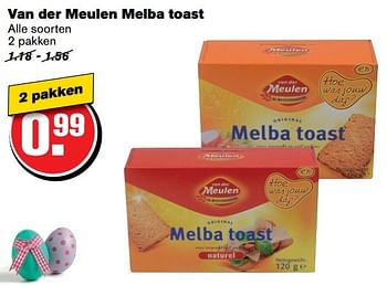 Aanbiedingen Van der meulen melba toast - Van der Meulen - Geldig van 12/04/2017 tot 18/04/2017 bij Hoogvliet