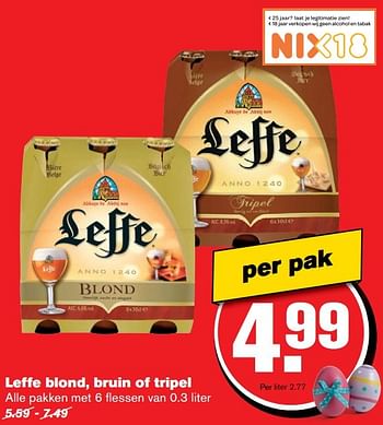 Aanbiedingen Leffe blond, bruin of tripel - Leffe - Geldig van 12/04/2017 tot 18/04/2017 bij Hoogvliet