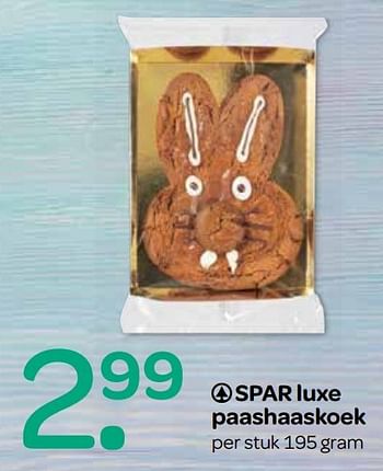 Aanbiedingen Spar luxe paashaaskoek - Spar - Geldig van 12/04/2017 tot 19/04/2017 bij Attent