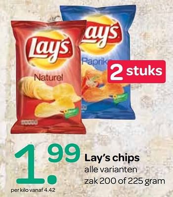 Aanbiedingen Lay`s chips - Lay's - Geldig van 12/04/2017 tot 19/04/2017 bij Attent
