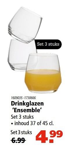 Aanbiedingen Drinkglazen ensemble - Huismerk - Marskramer - Geldig van 06/04/2017 tot 19/04/2017 bij Marskramer