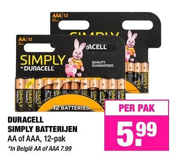 Aanbiedingen Duracell simply batterijen - Duracell - Geldig van 16/04/2017 tot 23/04/2017 bij Big Bazar