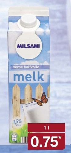 Aanbiedingen Verse halfvolle melk - Milsani - Geldig van 16/04/2017 tot 22/04/2017 bij Aldi