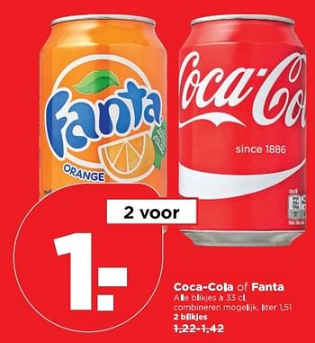 Aanbiedingen Coca-cola of fanta - The Coca Cola Company - Geldig van 16/04/2017 tot 22/04/2017 bij Plus