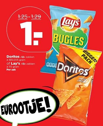 Aanbiedingen Doritos of lay`s - Doritos - Geldig van 16/04/2017 tot 22/04/2017 bij Plus