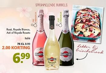 Aanbiedingen Rosé, royale bianco, asti of royale rosato italië - Martini - Geldig van 10/04/2017 tot 22/04/2017 bij Mitra