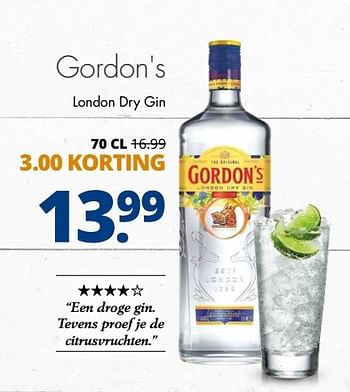 Aanbiedingen Gordon`s london dry gin - Gordon's - Geldig van 10/04/2017 tot 22/04/2017 bij Mitra