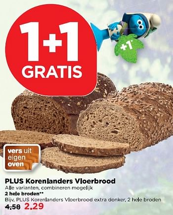 Aanbiedingen Plus korenlanders vloerbrood - Huismerk - Plus - Geldig van 16/04/2017 tot 22/04/2017 bij Plus