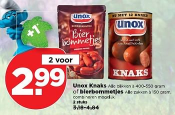 Aanbiedingen Unox knaks of bierbommetjes - Unox - Geldig van 16/04/2017 tot 22/04/2017 bij Plus