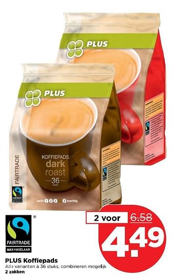 Aanbiedingen Plus koffiepads - Huismerk - Plus - Geldig van 16/04/2017 tot 22/04/2017 bij Plus