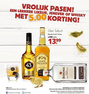 Aanbiedingen Glen talloch blended scotch whisky - Glen Talloch - Geldig van 10/04/2017 tot 22/04/2017 bij Mitra