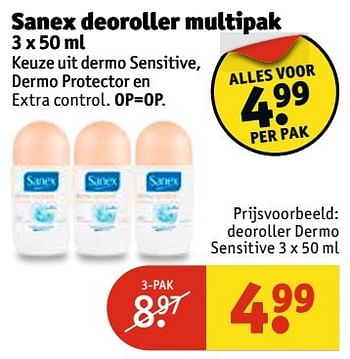 Aanbiedingen Deoroller dermo sensitive - Sanex - Geldig van 11/04/2017 tot 23/04/2017 bij Kruidvat