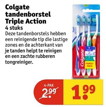 Aanbiedingen Colgate tandenborstel triple action - Colgate - Geldig van 11/04/2017 tot 23/04/2017 bij Kruidvat