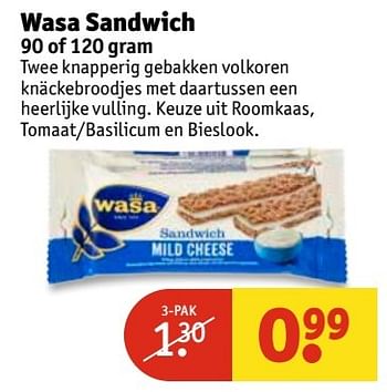 Aanbiedingen Wasa sandwich - Wasa - Geldig van 11/04/2017 tot 23/04/2017 bij Kruidvat