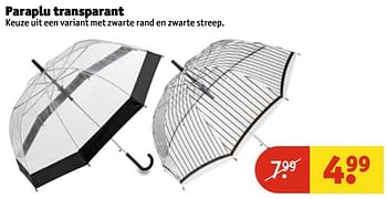 Aanbiedingen Paraplu transparant - Huismerk - Kruidvat - Geldig van 11/04/2017 tot 23/04/2017 bij Kruidvat