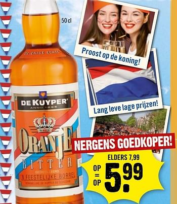 Aanbiedingen Oranje bitter - De Kuyper - Geldig van 16/04/2017 tot 22/04/2017 bij Dirk III