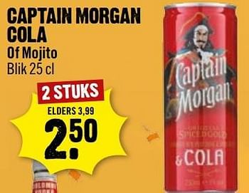 Aanbiedingen Captain morgan cola of mojito - Captain Morgan - Geldig van 16/04/2017 tot 22/04/2017 bij Dirk III
