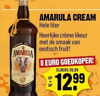 Aanbiedingen Amarula cream - Amarula - Geldig van 16/04/2017 tot 22/04/2017 bij Dirk III