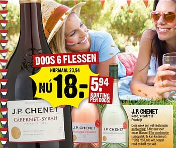 Aanbiedingen J.p. chenet cabernet - syrah - Rode wijnen - Geldig van 16/04/2017 tot 22/04/2017 bij Dirk III