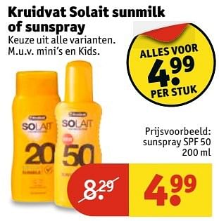 Aanbiedingen Sunspray spf 50 - Huismerk - Kruidvat - Geldig van 11/04/2017 tot 23/04/2017 bij Kruidvat