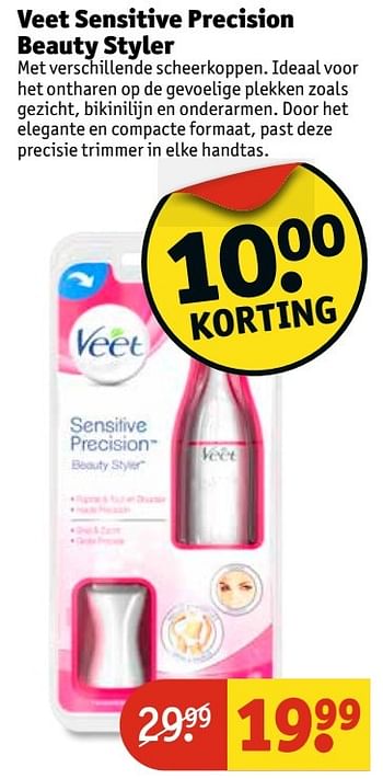 Aanbiedingen Veet sensitive precision beauty styler - Veet - Geldig van 11/04/2017 tot 23/04/2017 bij Kruidvat